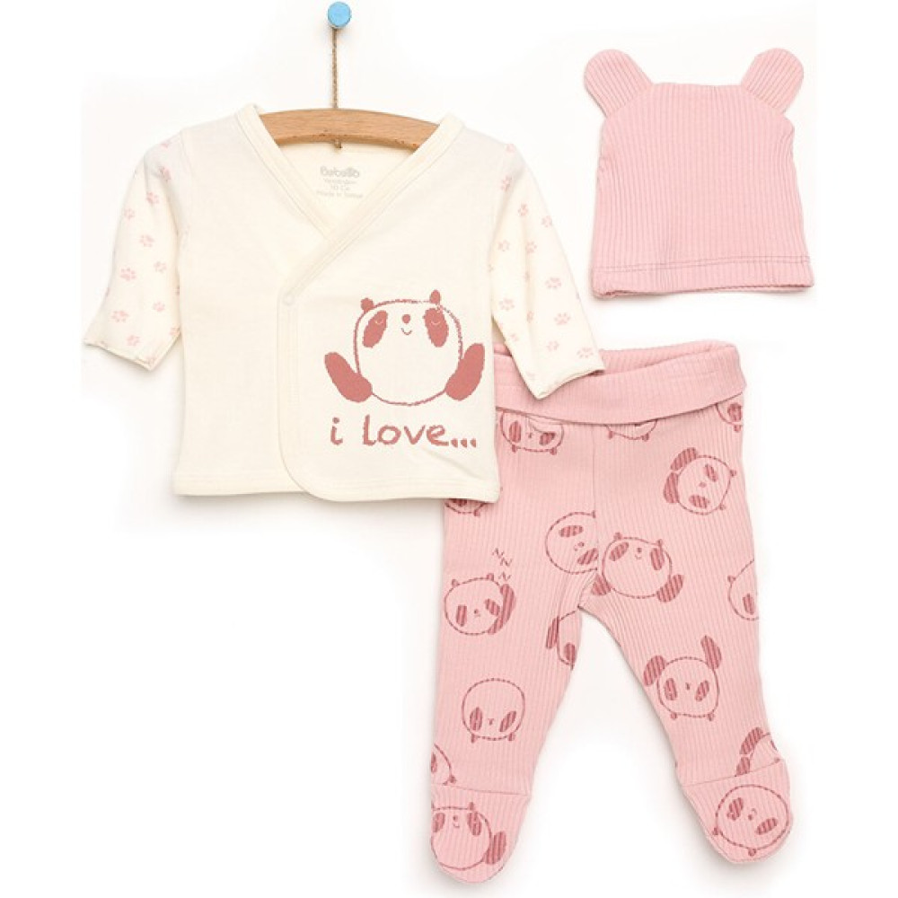 Bebetto Yenidoğan Panda Love Zıbın-Şapka-Patikli Alt 3lü Set Unisex Bebek Giysi Takım Fiyatı