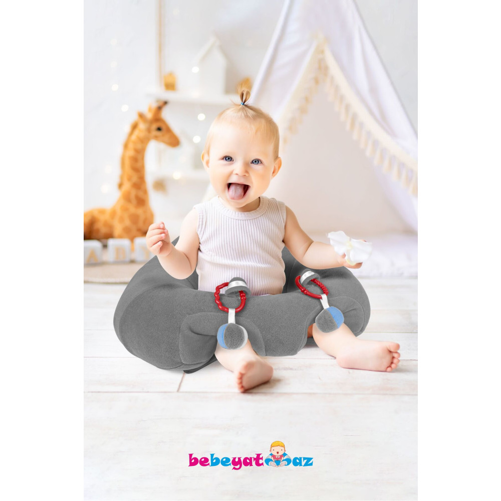 BEBEYATMAZ Çıngıraklı Gri Bebe Yatmaz Bebek Oturma Destek Minderi Bebek Koltuğu Bebek Koruyucu Tekstil Fiyatı