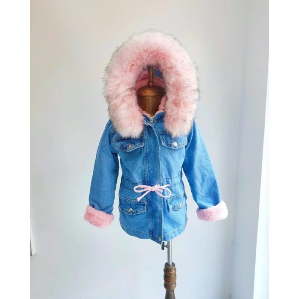 Bebişler Butik Kız Çocuk Kürklü Içi Welsoft Kot Mont Kız Çocuk Mont Fiyatı