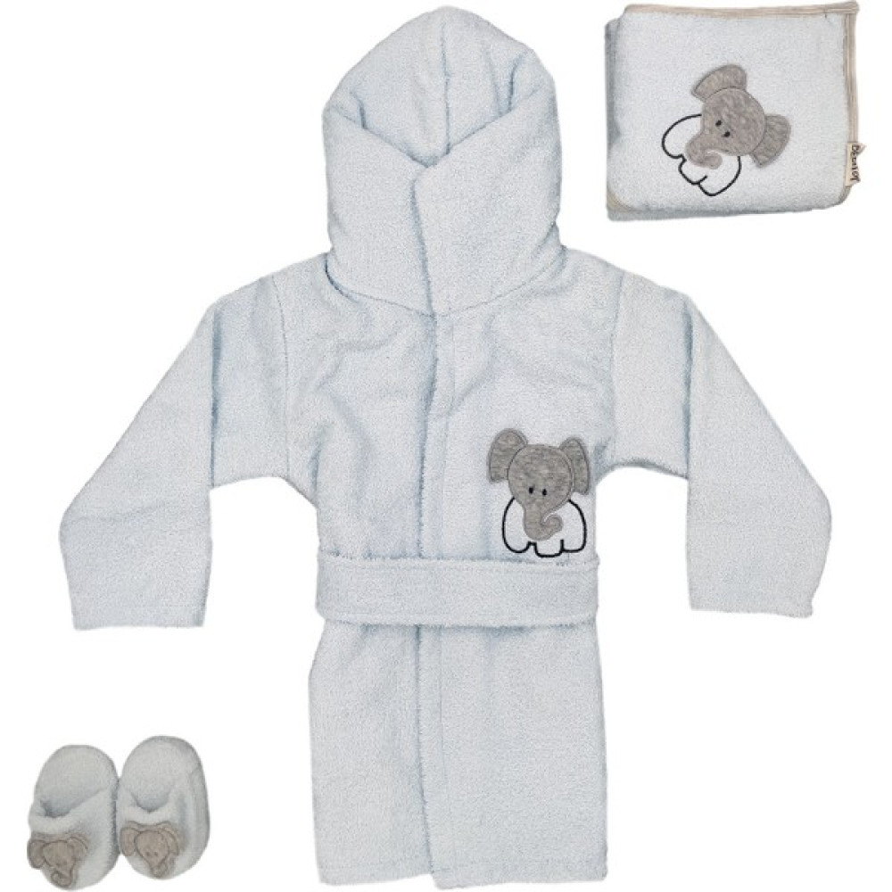 Bebitof Fil Bebek Bornoz Seti 30036 - Mavi - 0 - 2 Yaş Bebek Banyo-Tuvalet Fiyatı