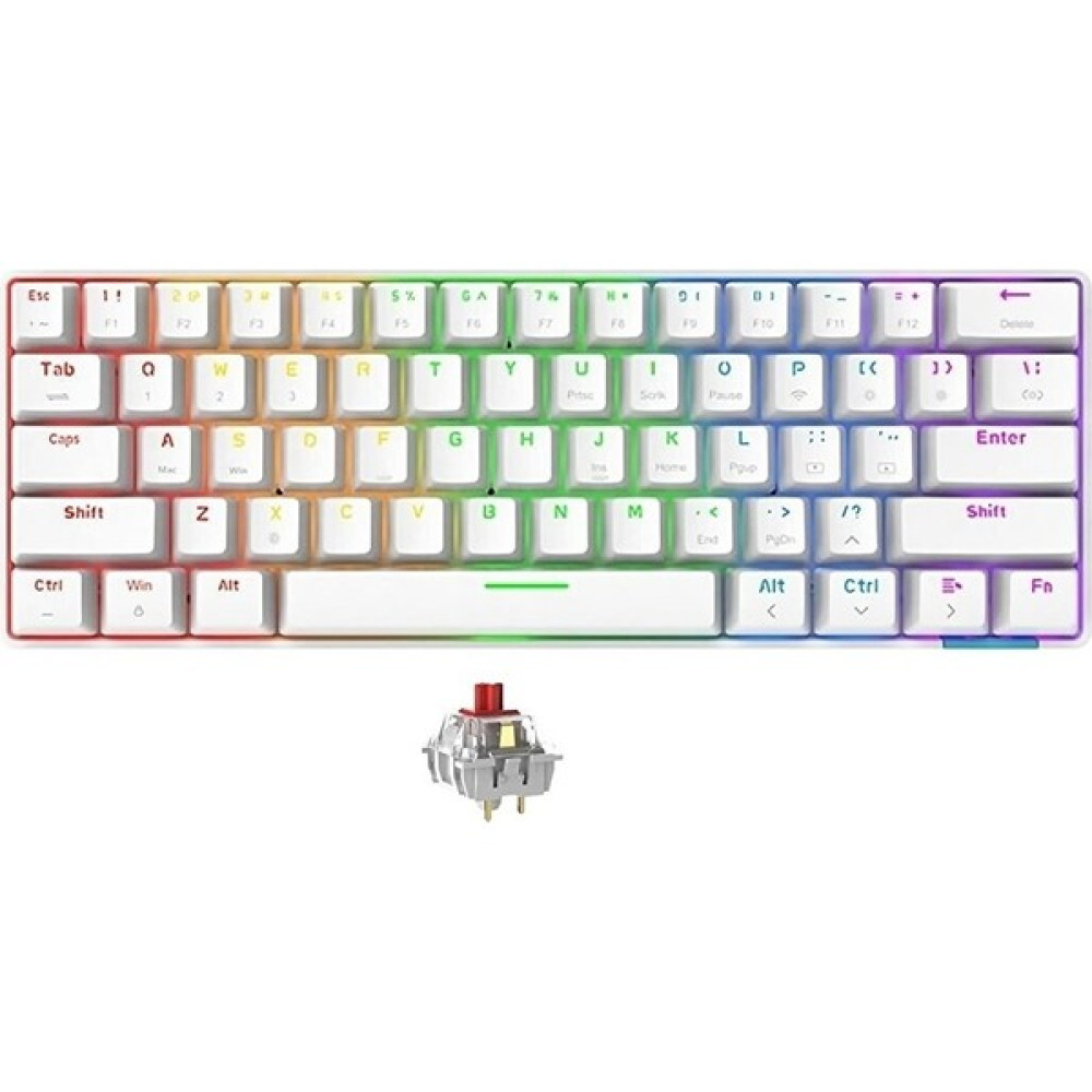 Beboncool A-Jazz Stk 61 Tuş Bluetooth/kablolu Rgb Mekanik Oyuncu Klavyesi-Beyaz Renk Kırmızı Switch - Beyaz Oyuncu Klavyesi Fiyatı