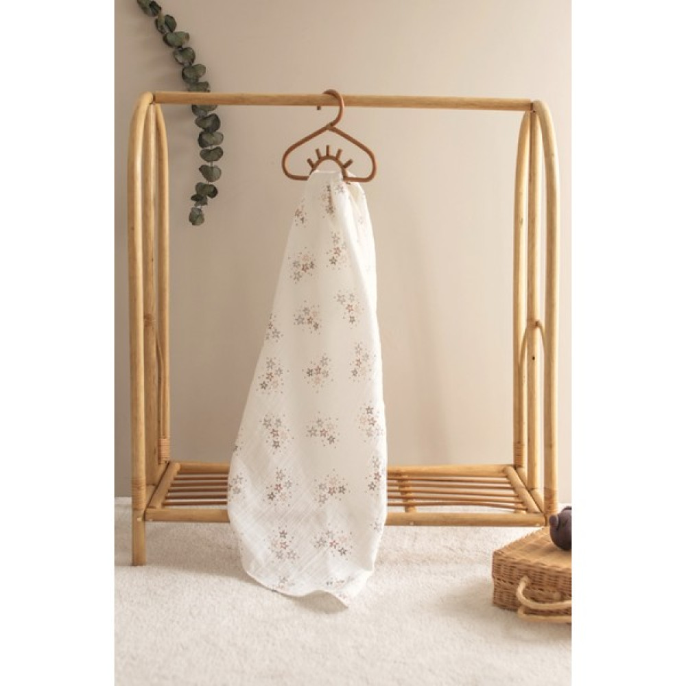 Bedeca %100 Organik Pamuk Müslin Bebek Örtüsü - Yıldız Baskılı 90X100 cm Çok Amaçlı Müslin Örtü - Beyaz - Yıldızlı Hamilelik ve Emzirme Fiyatı