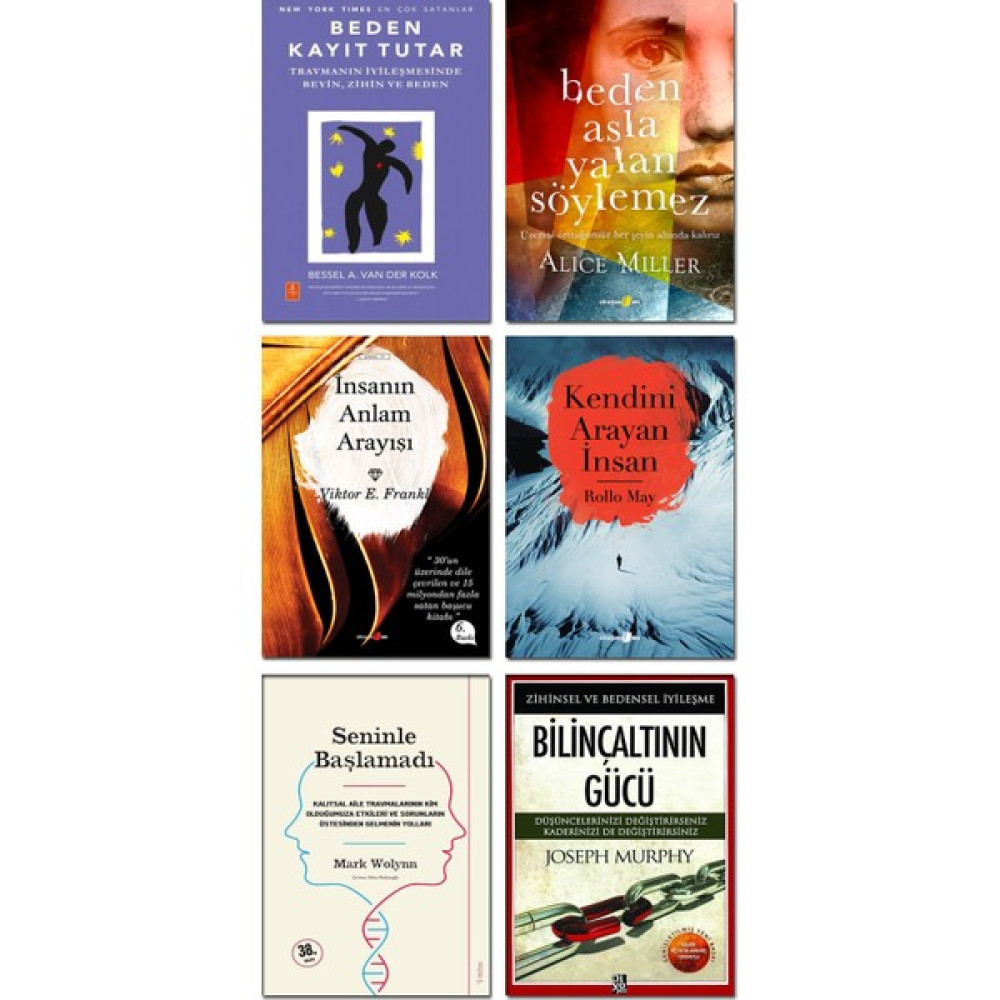 Beden Kayıt Tutar + Beden Asla Yalan Söylemez + Seninle Başlamadı + Insanın Anlam Arayışı + Bilinçaltının Gücü + Kendini Arayan Insan / 6 Kitap Psi... Kişisel Gelişim ve Psikoloji Fiyatı