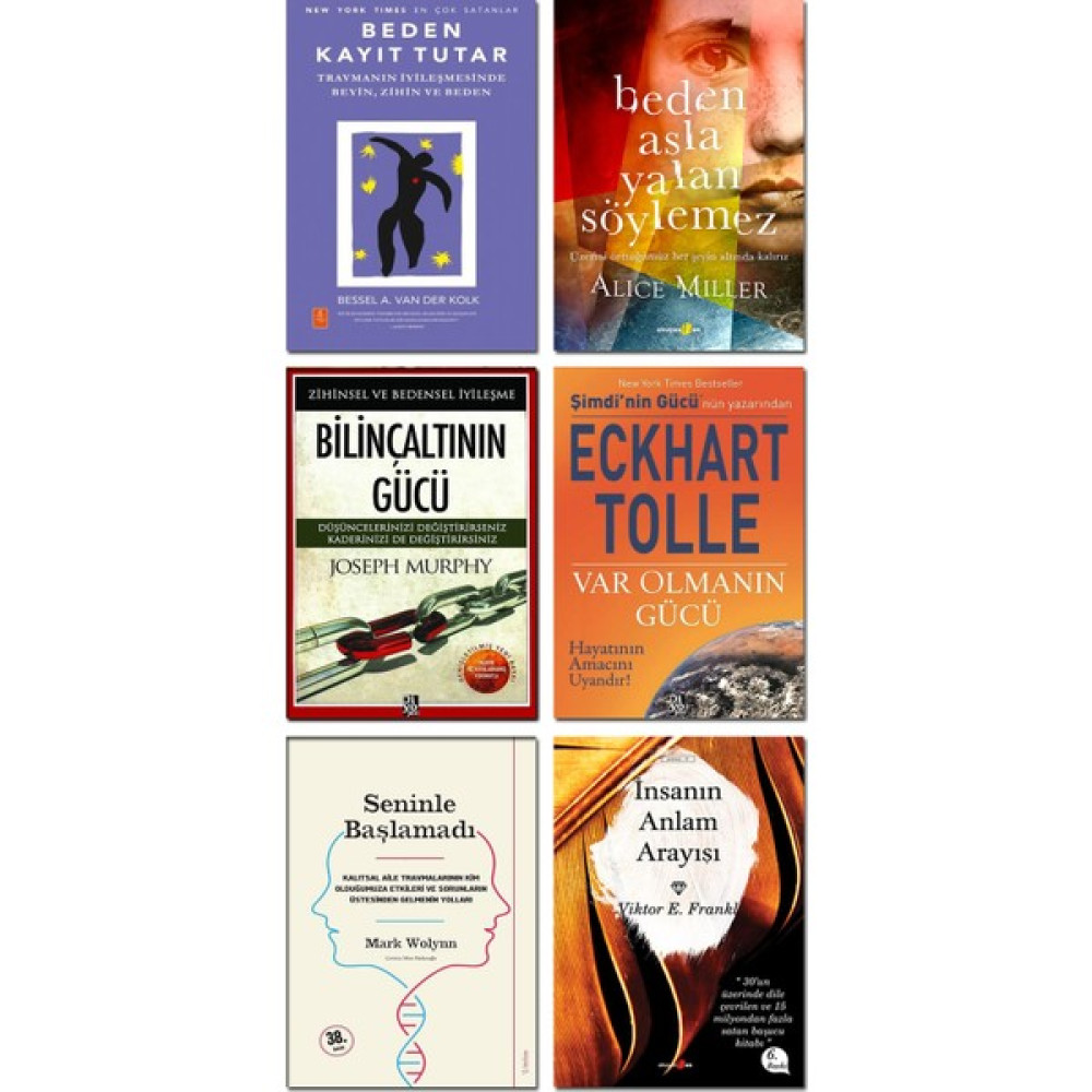 Beden Kayıt Tutar + Beden Asla Yalan Söylemez + Seninle Başlamadı + Insanın Anlam Arayışı + Bilinçaltının Gücü + Var Olmanın Gücü / 6 Kitap Psikolo... Kişisel Gelişim ve Psikoloji Fiyatı