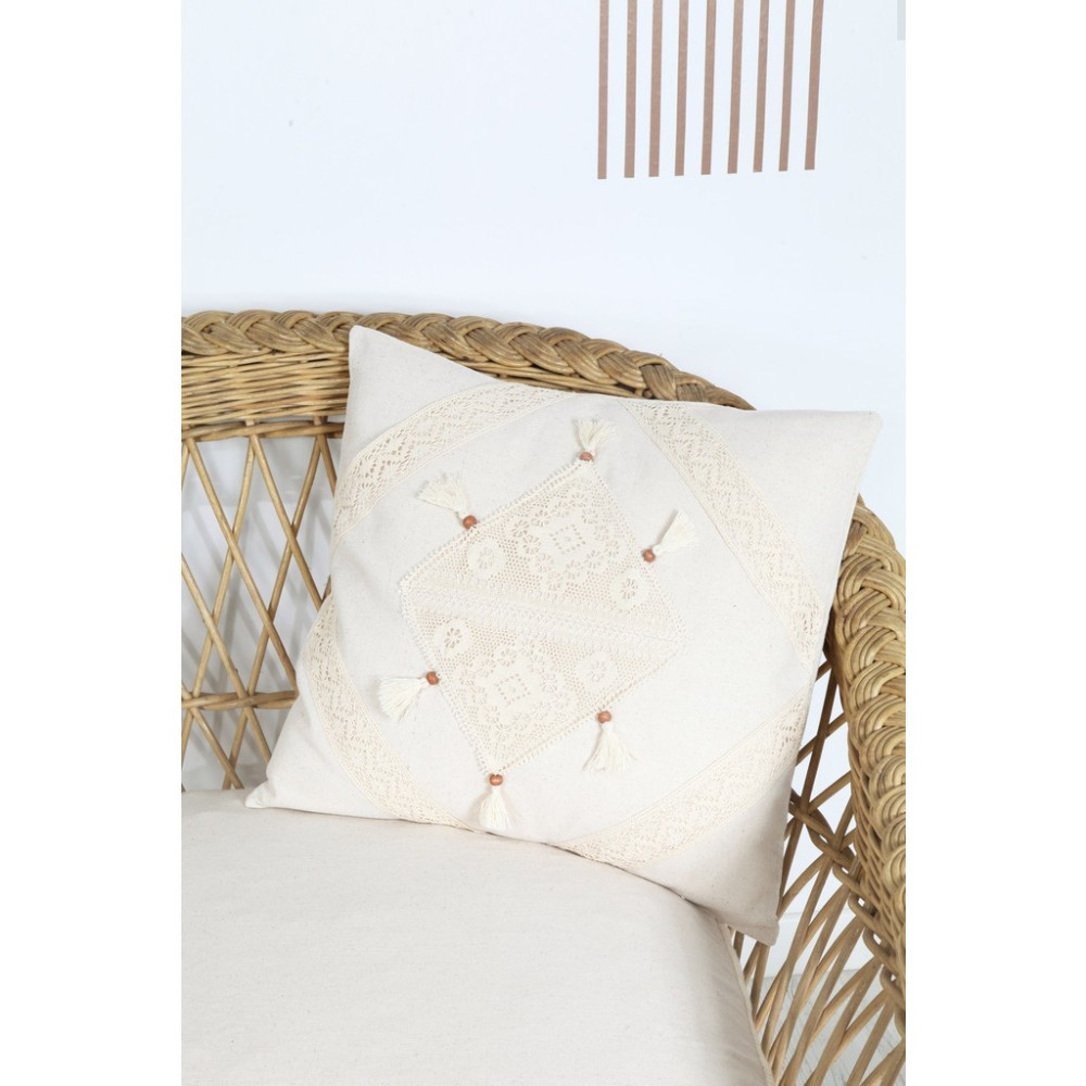 Bedinn Boho Kırlent Kılıfı diamond dantel 45x45 Cm - 45 x 45 cm - Krem SSD / Solid State Drive Fiyatı