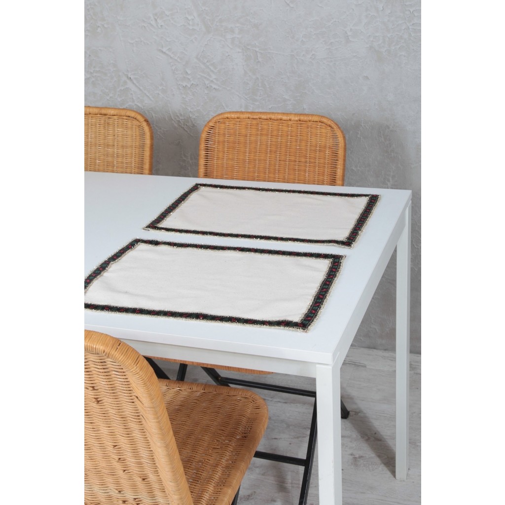 Bedinn Yılbaşı Amerikan Servisi 2'li Pamuk Keten Yeni yıl 30x45 Cm - 30 x 45 cm - Petrol Diğer Fiyatı