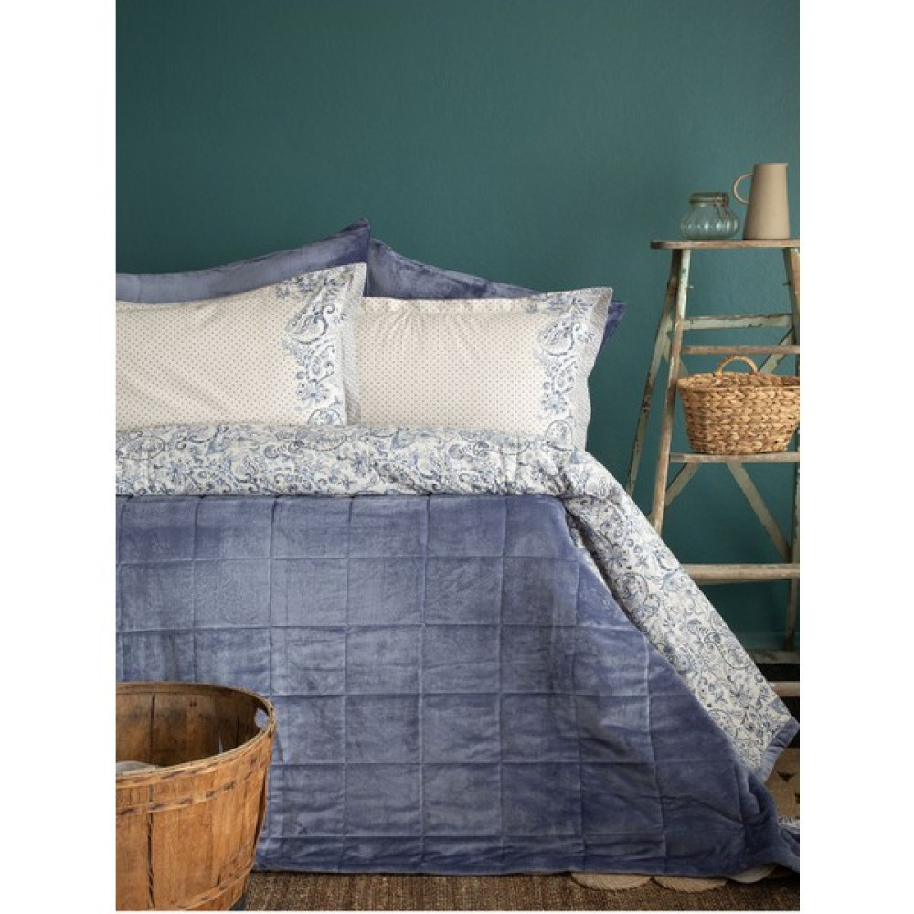 Bedline Wellsoft Kapitone Yatak Örtüsü Seti Çift Kişilik Lauren Blush - Mavi - 230 x 240 cm Yatak Örtüsü Fiyatı