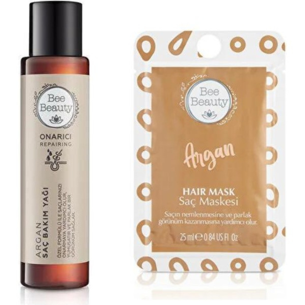 Bee Beauty Argan Saç Bakım Yağı 35 ml - Bee Beauty Argan Saç Maskesi 25 ml 2'li Set Saç Bakım Maskeleri & Serumlar & Spreyler Fiyatı