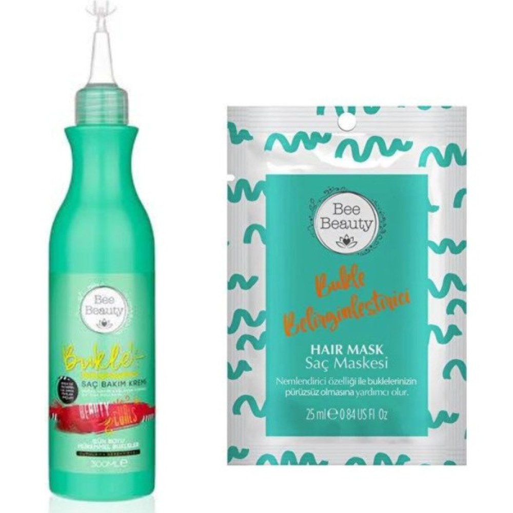 Bee Beauty Bukle Belirginleştirici Saç Bakım Kremi 300 ml - Bee Beauty Bukle Belirginleştirici Saç Maskesi 25 ml 2'li Set Saç Bakım Maskeleri & Serumlar & Spreyler Fiyatı