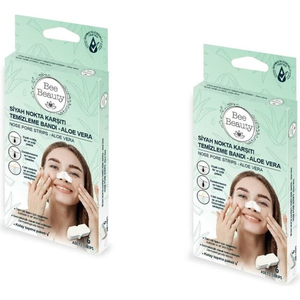 Bee Beauty Siyah Nokta Karşıtı Burun Temizleme Bandı - Aloe Vera 6'lı X2 Adet Nemlendiriciler Fiyatı