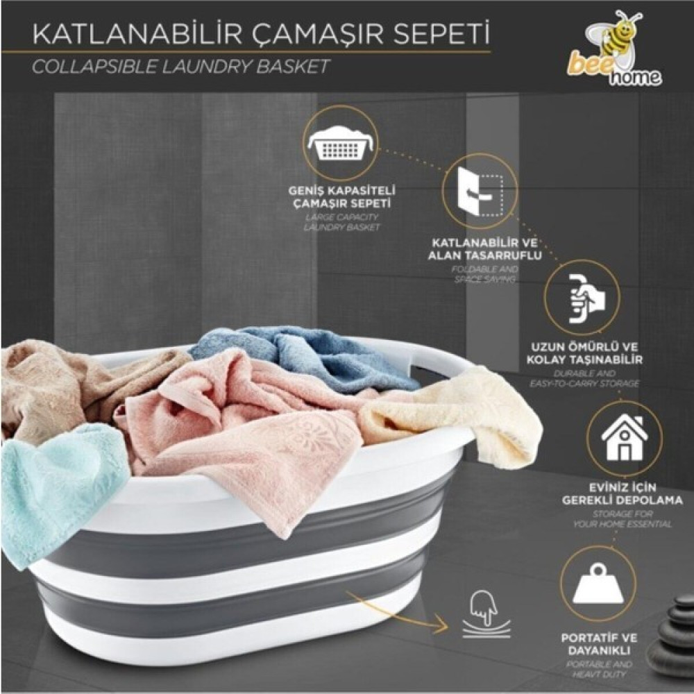 Bee Home Katlanabilir Silikon Çamaşır Sepeti MS054684 Sepet Fiyatı