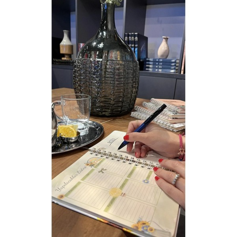 Bee Notes Ayçiçeği Desenli Zamansız Ajanda planner Ajanda Fiyatı