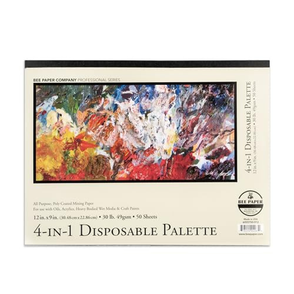 Bee Paper - 9"x 12" All Purpose 4-in-1 Disposable Palette Paper, 50 Sheets