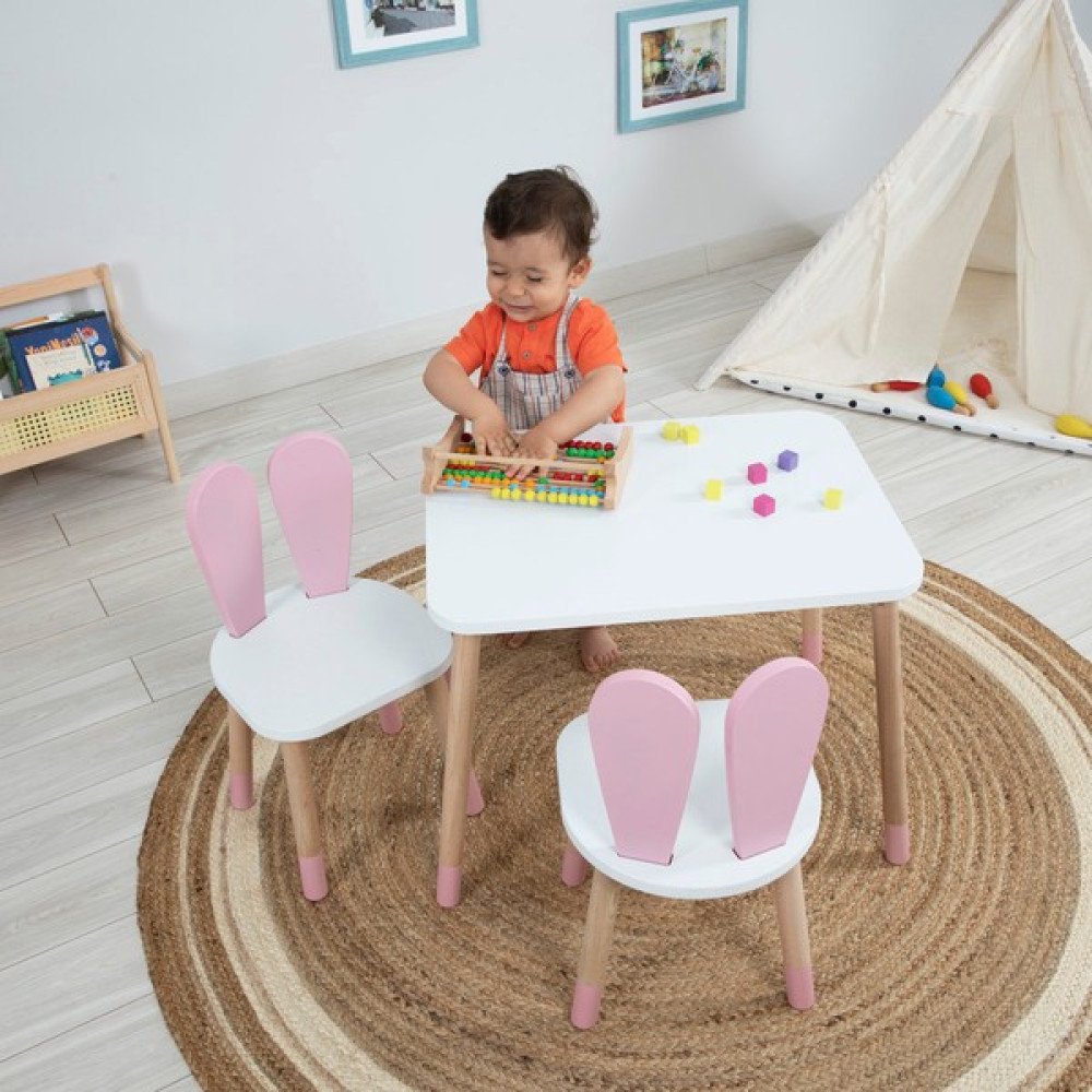 Bee Smart Çocuk Oyun Aktivite Masası - Çocuk Çalışma Masası - Montessori Masa Sandalye -Pembe Bebek Odası Tekstili Fiyatı