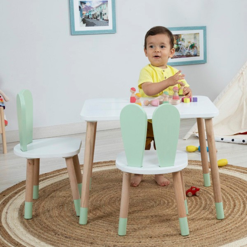Bee Smart Çocuk Oyun Aktivite Masası - Çocuk Çalışma Masası - Montessori Masa Sandalye - Yeşil Bebek Odası Tekstili Fiyatı