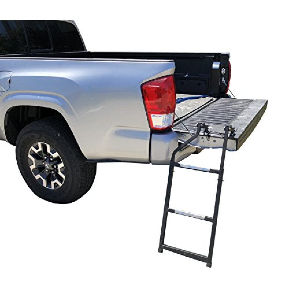 Beech Lane Pickup Truck Tailgate Ladder - Universal Fit, Stainless Steel Self Drilling Hex Screws for Easy Install, Durable Aluminum Step Grip Plates, and Sturdy Rubber Ladder Feet