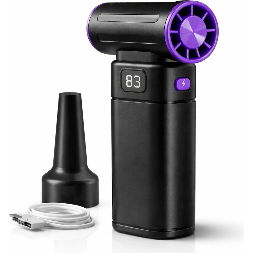 Beemen F9 Taşınabilir Turbo Jet Fan Güçlü Hava Üfleyici Dijital Göstergeli Type-C Şarjlı Çok Amaçlı Mini El Fanı - Siyah - F9 JET FAN Bilgisayar Çevirici ve Adaptörü Fiyatı