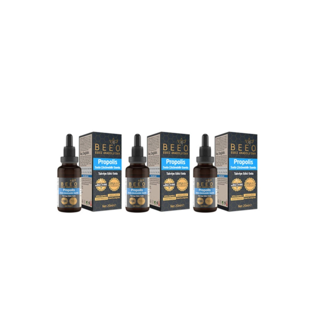 BEEO 3 Adet 20 Ml Suda Çözünür Propolis Damla Gıda Fiyatı