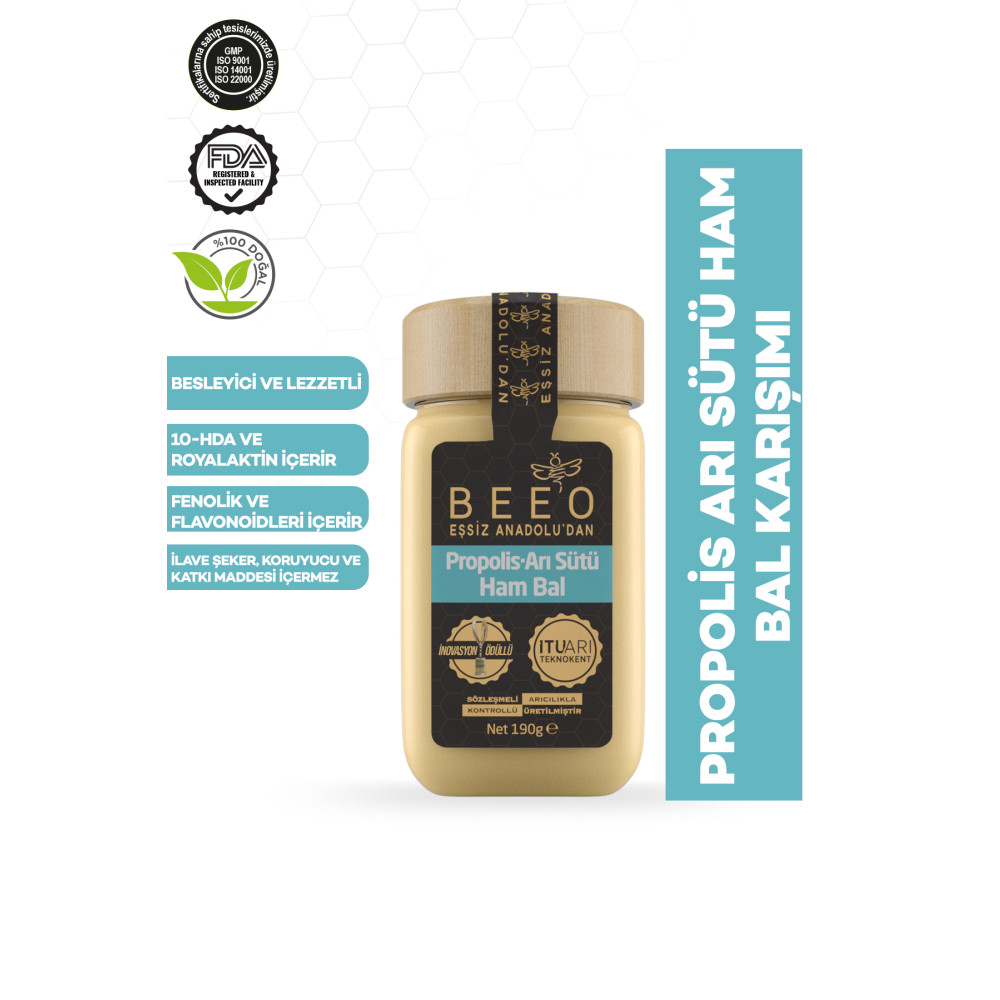 BEEO Propolis Arı Sütü Ham Bal Karışımı 190 Gr Gıda Fiyatı