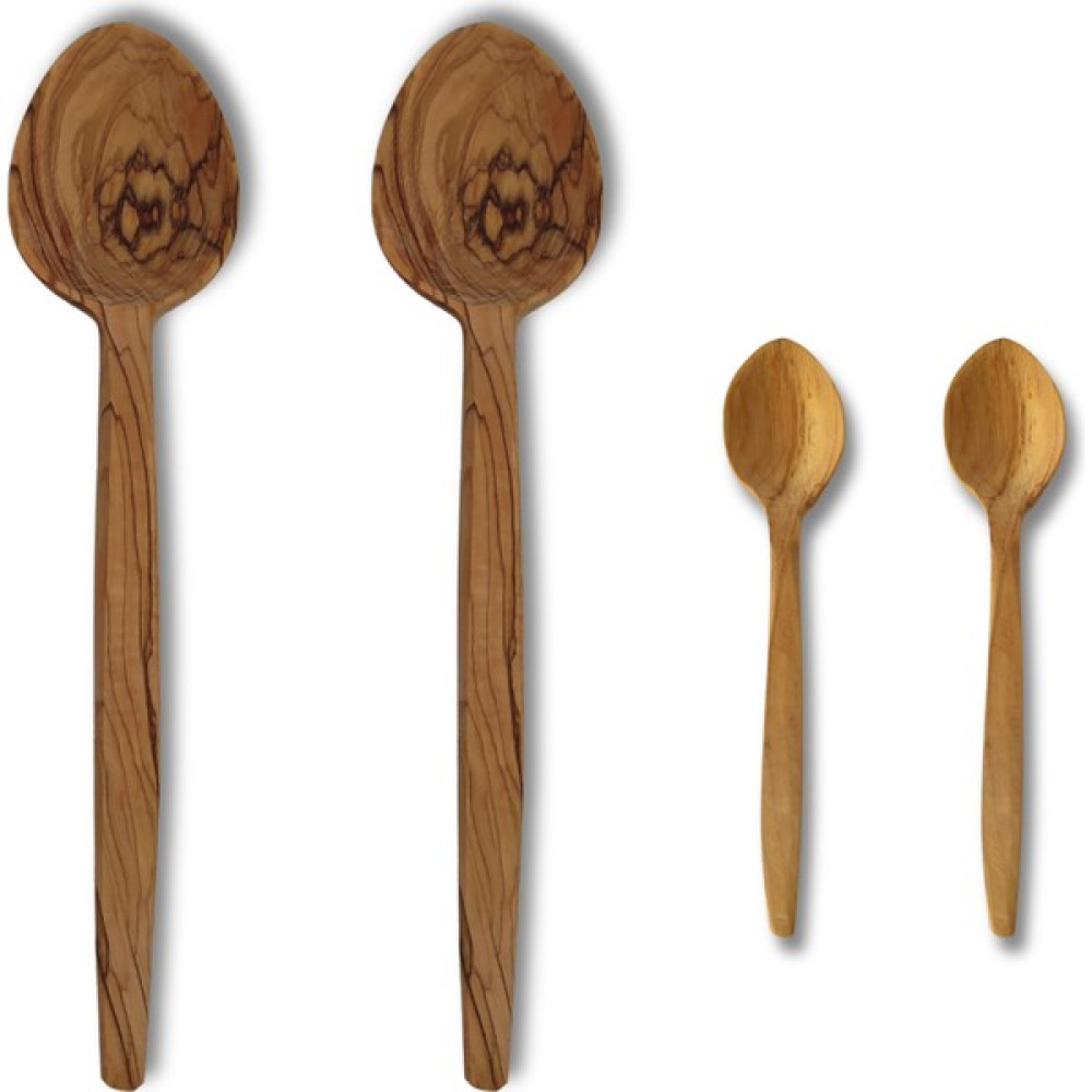 Bef Craft 2 Adet 32 cm Yemek Kaşığı 2 Adet 13 cm Mama Kaşığı Zeytin Ağacı Doğal Ahşap Kaşık Seti Tahta Kaşık Tahta 4 Parça Set 4'lü Set Çatal / Kaşık / Bıçak Takımları Fiyatı