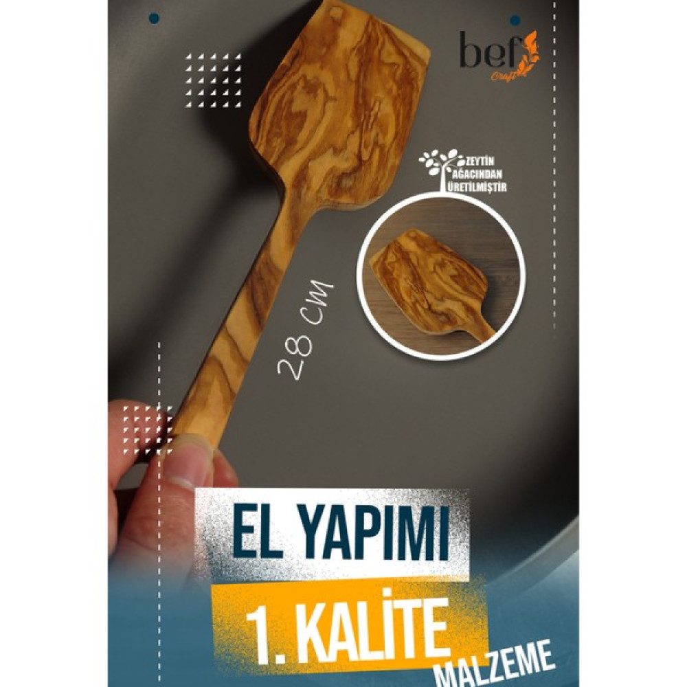 Bef Craft Doğal El Yapımı Zeytin Ağacı Ahşap Spatula 28 cm Mutfak Spatula Servis Pişirim Kek Tatlı Börek Servis Spatula Mutfak Gereçleri - 1 Adet Mutfak Gereçleri Fiyatı