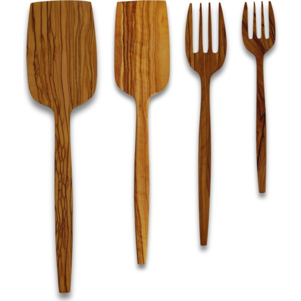 Bef Craft Doğal Zeytin Ağacı El Yapımı 4 Parça 2 Spatula 2 Servis Çatalı Ahşap Yemek Servis Seti Tahta Mutfak Gereçleri Servis Seti - 4 Adet Mutfak Gereçleri Fiyatı