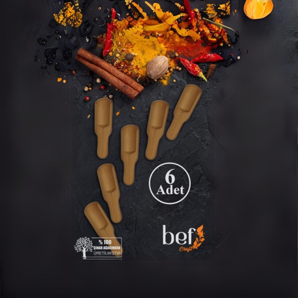 Bef Craft Hakiki Çınar Ağacı Ölçek Kaşığı Mini Boy Baharat Ölçü Derin Kaşık 6 Adet Tahta Kaşık - Ahşap Çatal / Kaşık / Bıçak Takımları Fiyatı
