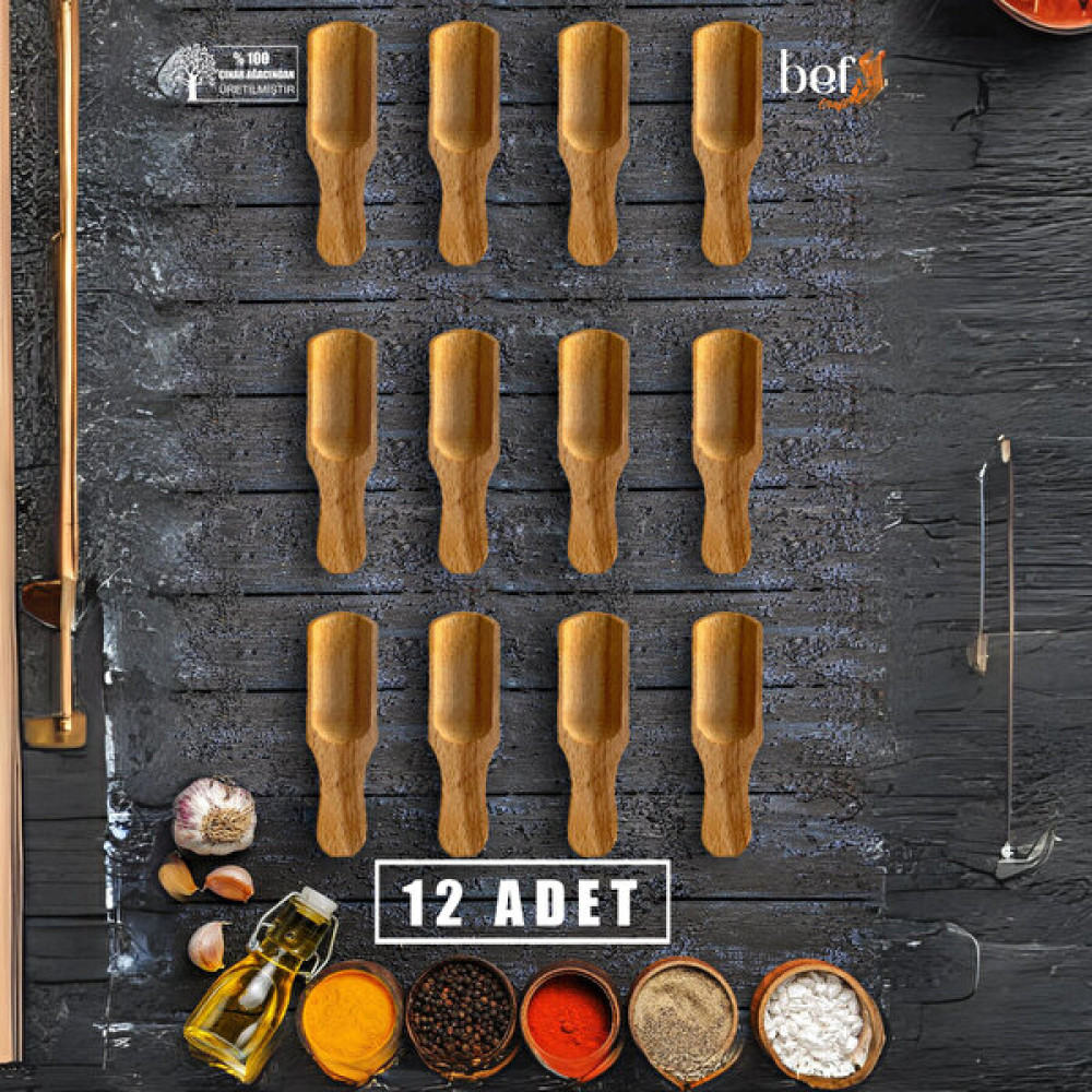 Bef Craft Ölçek Kaşığı Mini Boy Baharat Ölçü Kaşığı Derin Kaşık 12 Adet - Ahşap Çatal / Kaşık / Bıçak Takımları Fiyatı