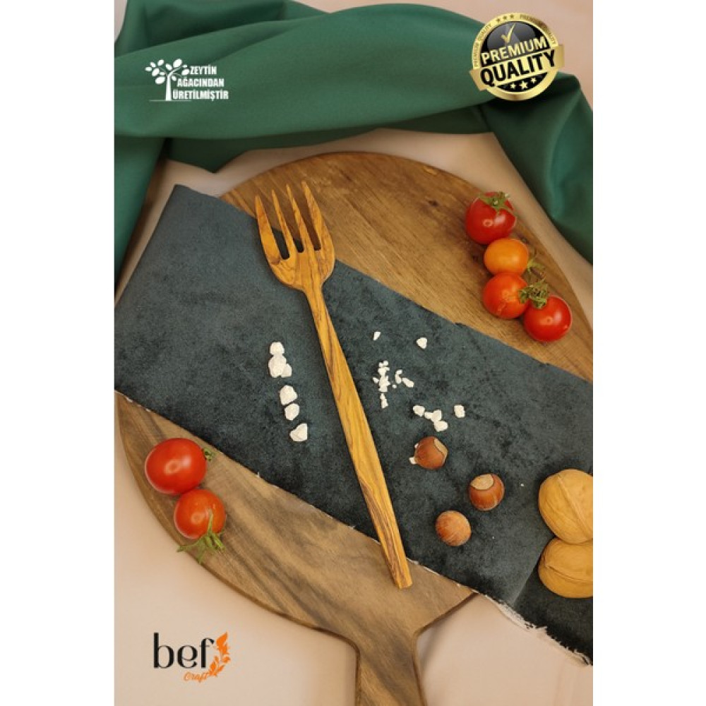 Bef Craft Tahta Servis Çatalı Ahşap Sunum Çatalı Salata Servis Zeytin Ağacı Mutfak Gereçleri Yemek Servis Set Çatal / Kaşık / Bıçak Takımları Fiyatı