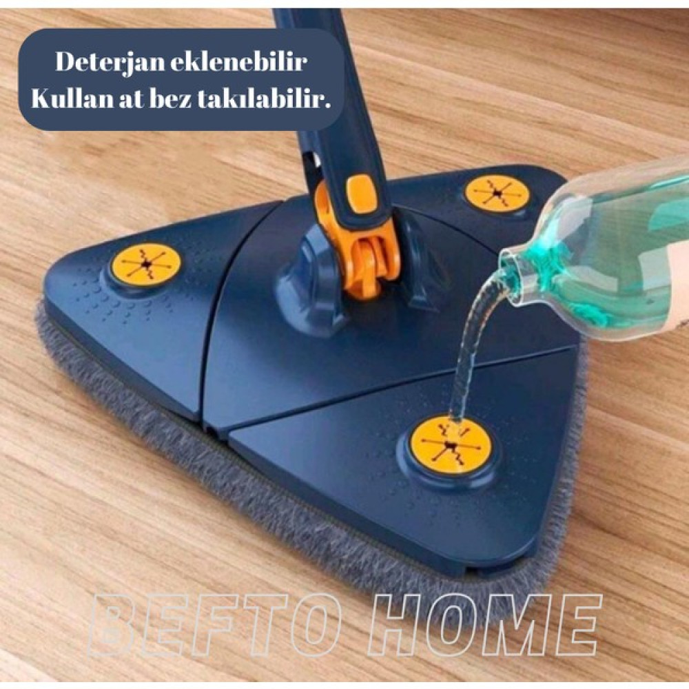 Befto Home Duvar, Yer, Cam Silebilen Yedek Mikrofiber Bezli Kendinden Sıkmalı Üçgen Mop Temizlik Malzemeleri Fiyatı