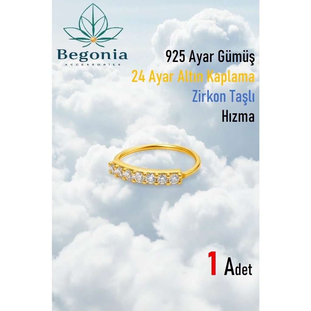 Begonia Accessories 925 Ayar Gold Gümüş Zirkon Taşlı Hızma Kadınlar İçin Şık Tasarım - Altın Diğer Fiyatı