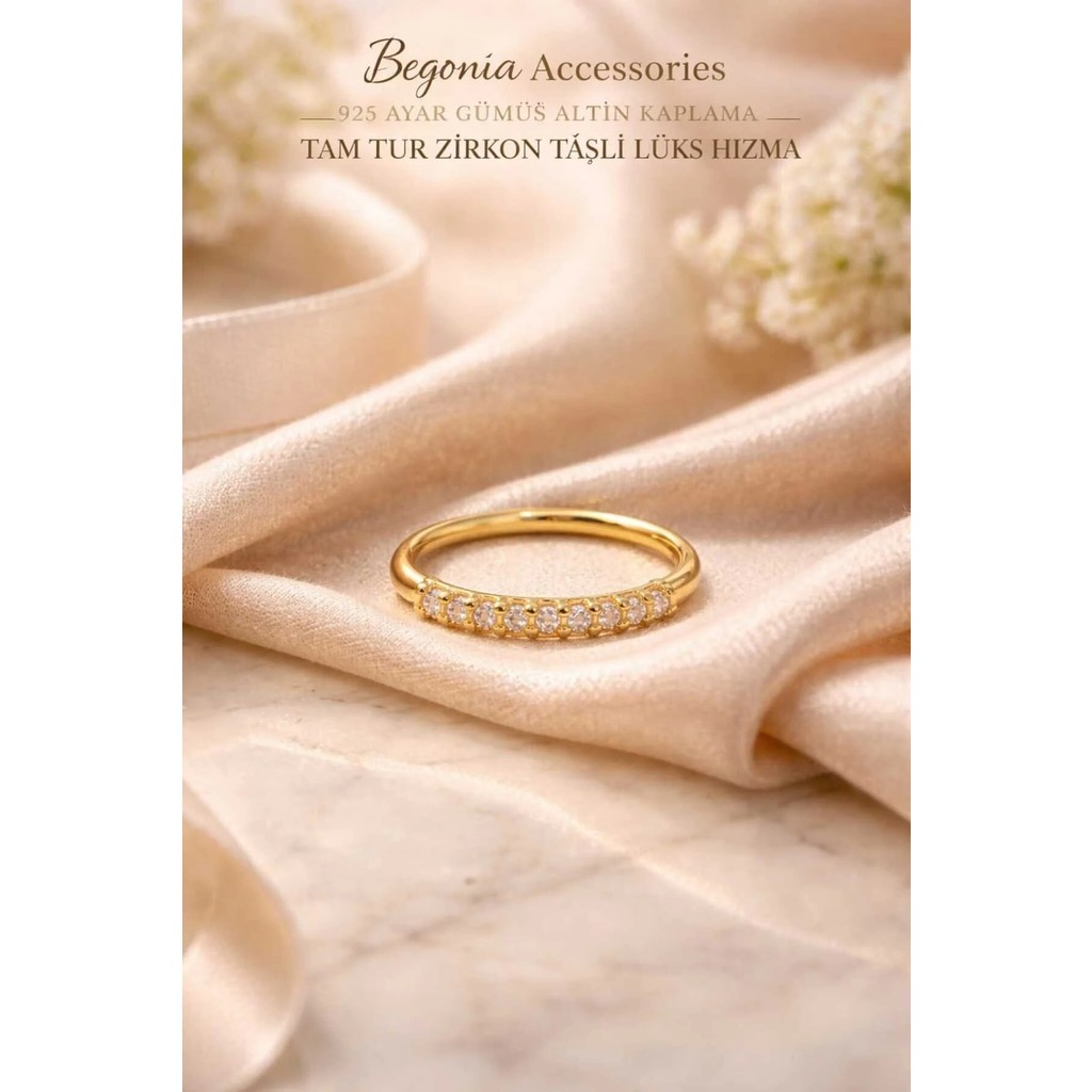 Begonia Accessories 925 Ayar Gümüş Altın Kaplama Tam Tur Minimal Zirkon Taşlı Halka Hızma Unisex Tragus Küpe Piercing Diğer Fiyatı