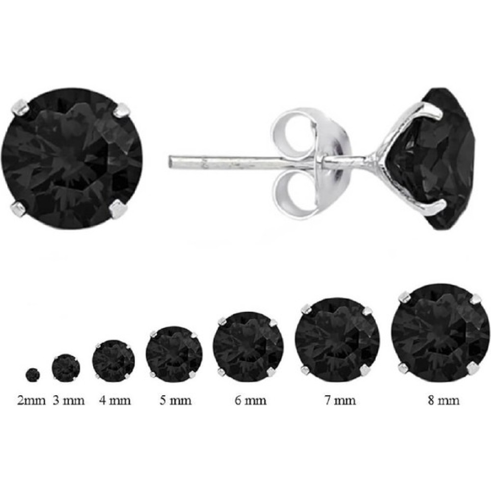 Begonia Accessories 925 Ayar Gümüş , Oval Siyah Zirkon Taşlı 1 Çift Unisex Küpe - 4 mm Gümüş Küpe Fiyatı