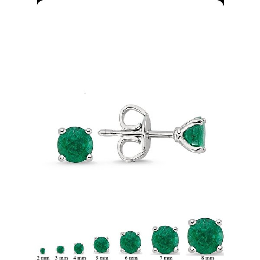 Begonia Accessories 925 Ayar Gümüş Yeşil Zirkon Tek Taş 1 Çift Unisex Küpe - 7 mm Gümüş Küpe Fiyatı