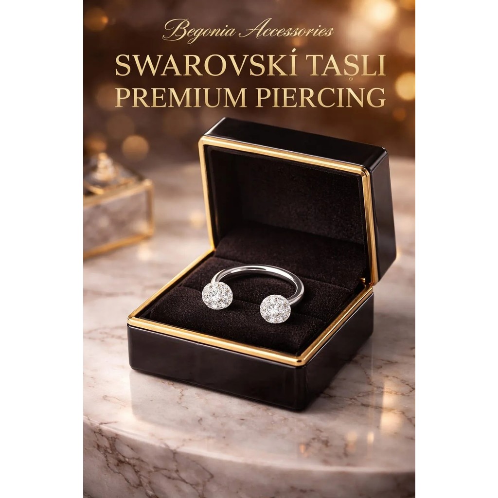 Begonia Accessories Anti Alerjik 316 L Cerrahi Çelik Swarovski Taşlı Özel Epoxi Kaplama Yüzey Şambala Helix, Septum, Tragus, Labret Halka Hızma Küp... Diğer Fiyatı