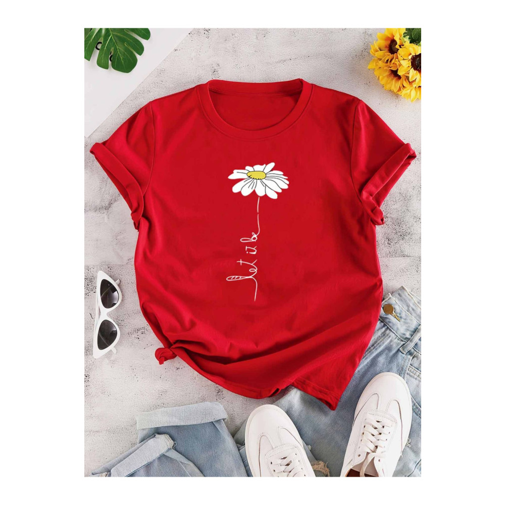 BEGRİFF Unisex Papatya Baskılı Tshirt 2XL Beden Bayan T-shirt Fiyatı