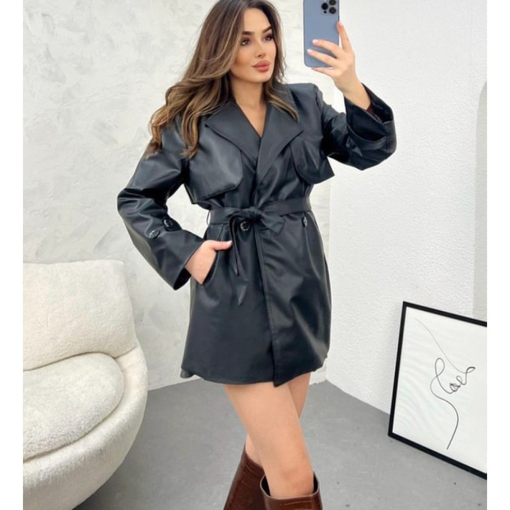 Begx Butik Trençkot Kuşaklı Ara Boy Deri Kadın Trençkot Fiyatı