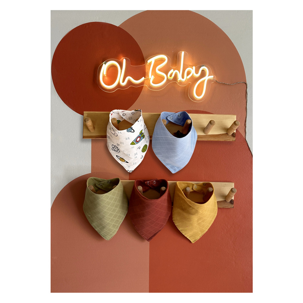 Begybaby (5 ADET) Organik Müslin Kumaş Çift Katlı Çift Çıtçıtlı Mama Önlüğü Galaksi Desenli Salya Bezi Bebek Giyim-Tekstil Fiyatı