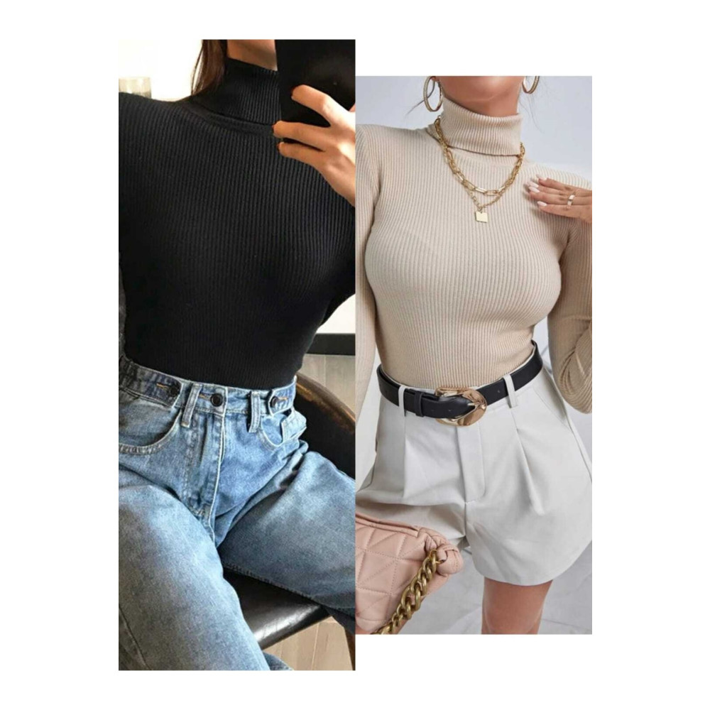 Behalf Unisex 2li Hazır Paket Siyah Bej Pamuklu Balıkçı Yaka Şardonlu Slimfit Boğazlı Kazak L Beden Bluz Fiyatı