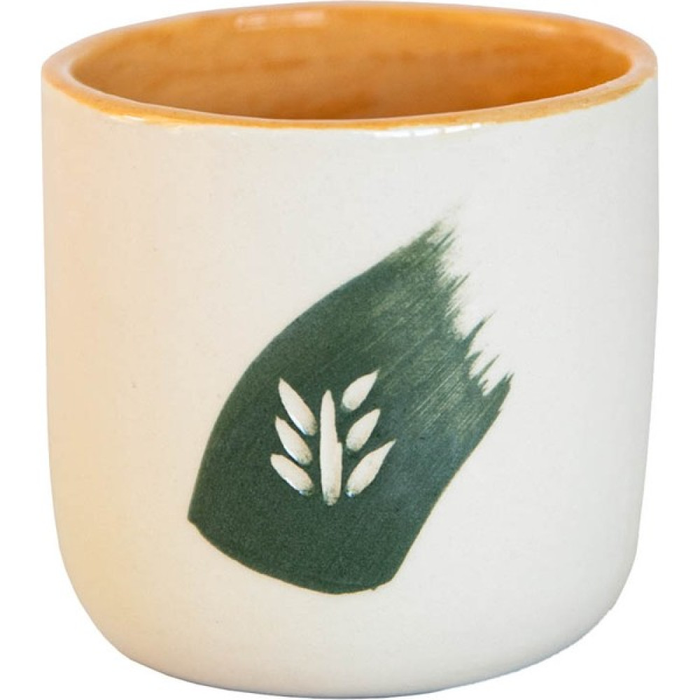 Behi Ceramic El Yapımı Kahve Fincan 100 ml - 1 Adet - Beyaz - Yeşil Fincan / Bardak / Kahve Takımı Fiyatı