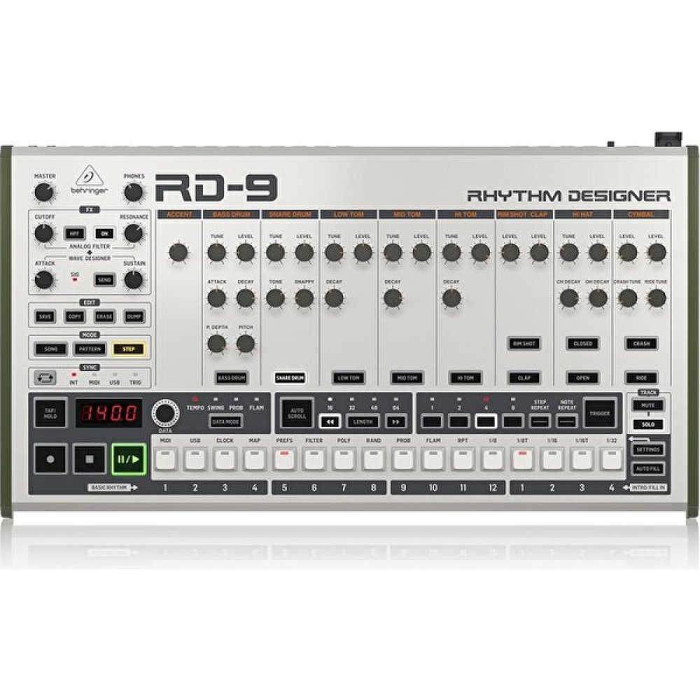 Behringer RD9 11 Davul Sesi, 64 Adımlı Sıralayıcı Analog/Dijital Davul Makinesi Stüdyo ve Sahne Ekipmanları Fiyatı