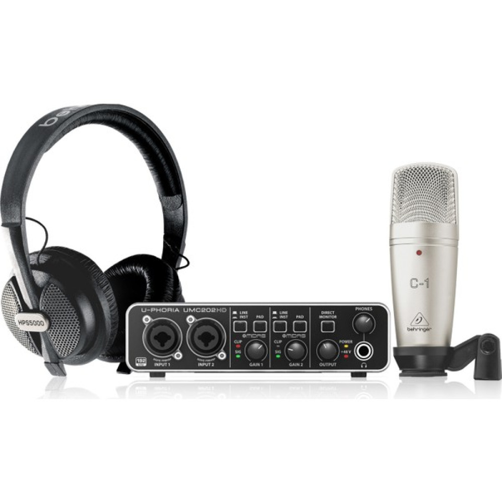 Behringer U-Phoria Studio Pro Stüdyo Kayıt Paketi (C-1 Kondenser Mikrofon + UMC202HD Ses Kartı + HPS5000 Stüdyo Kulaklık) Stüdyo ve Sahne Ekipmanları Fiyatı