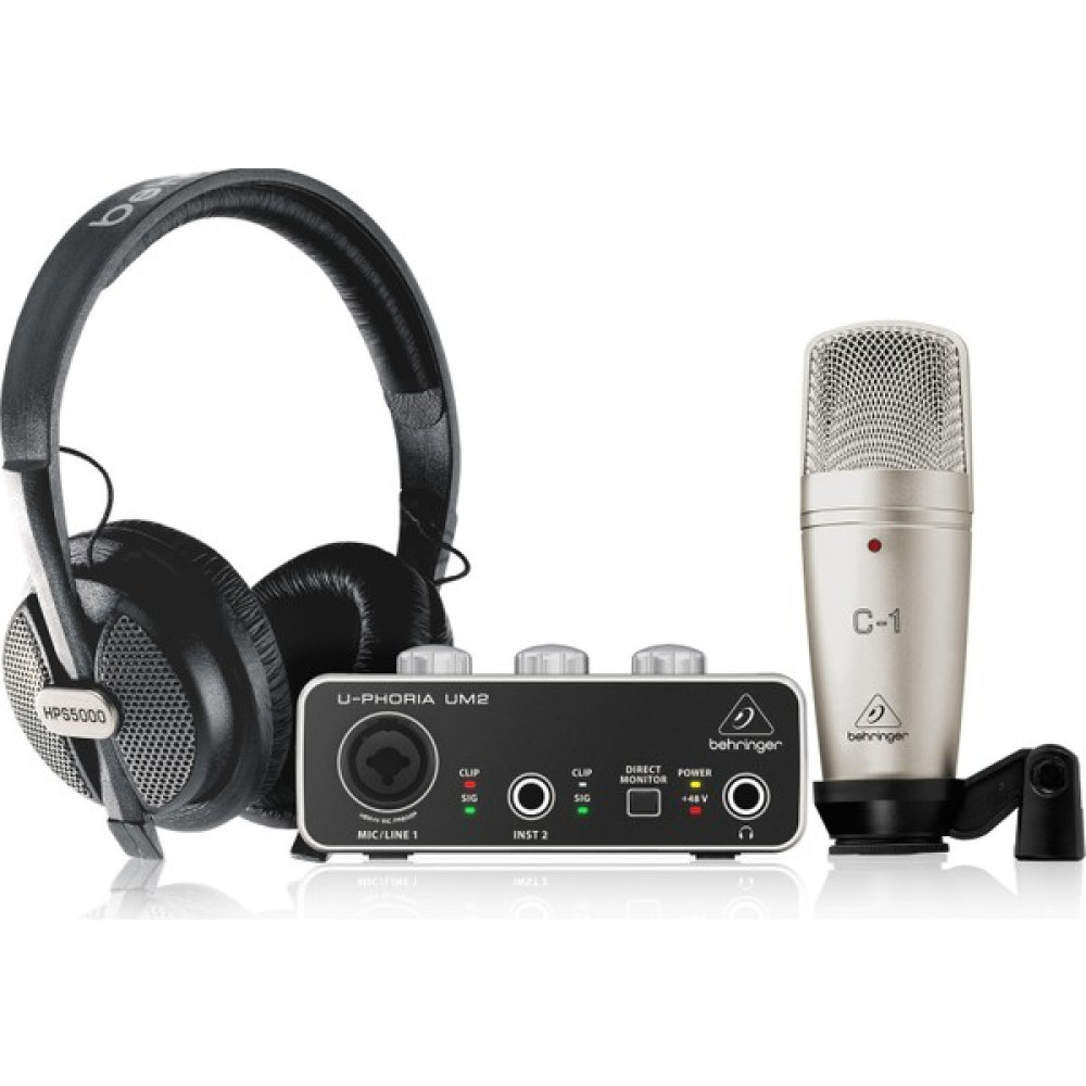 Behringer U-Phoria Studio Stüdyo Kayıt Paketi C-1 Kondenser Mikrofon + Um2 Ses Kartı + HPS5000 Stüdyo Kulaklık - Siyah Stüdyo ve Sahne Ekipmanları Fiyatı