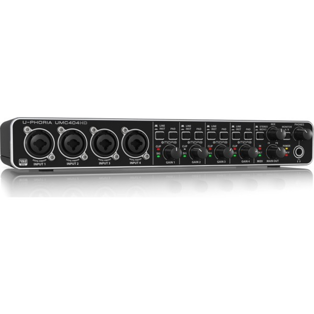 Behringer UMC404HD Mıdas Mic Preamp Audiophile 4x4, 24-Bit 192 Khz USB Ses Kartı Stüdyo ve Sahne Ekipmanları Fiyatı