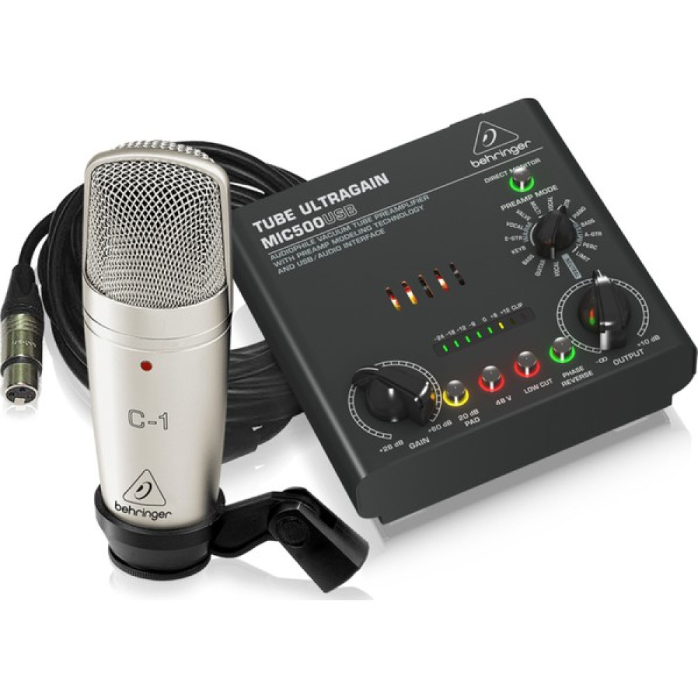 Behringer Voice Studio Kayıt Paketi C-1 Kondenser Mikrofon MIC500 USB Vakum Tüp Preamfi / Ses Kartı Stüdyo ve Sahne Ekipmanları Fiyatı