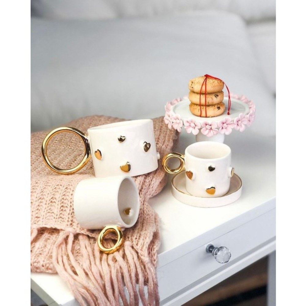 Beigge Handmade Concept Heart Kahve Fincan Takımı - 10 Adet - Beyaz - 100 ml Fincan / Bardak / Kahve Takımı Fiyatı
