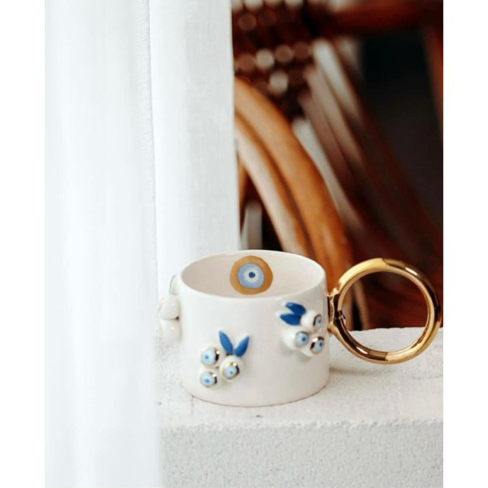 Beigge Handmade Concept Nazar Salkım Cup - Beyaz Fincan / Bardak / Kahve Takımı Fiyatı