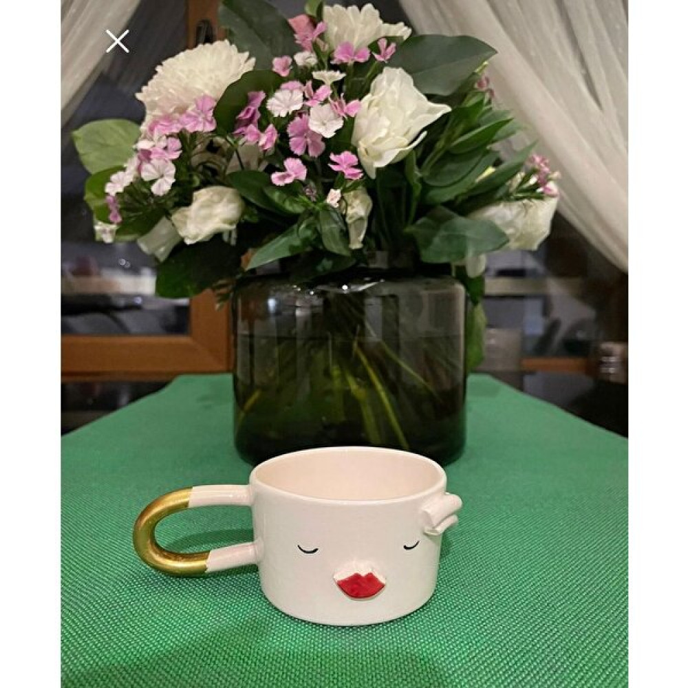 Beigge Handmade Concept Redwomen Cup - Beyaz - Kırmızı Fincan / Bardak / Kahve Takımı Fiyatı
