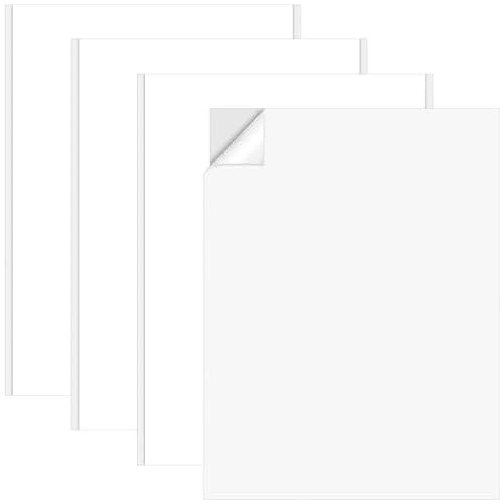 BEIQIYA 4 Sheet Self-Adehesive Mounting Board, 8 x 11in Single-Sided Sticky Board, PET Board for Showing Cross Stitch, Embroidery, Photo, Poster, Crafts, Artworks- White