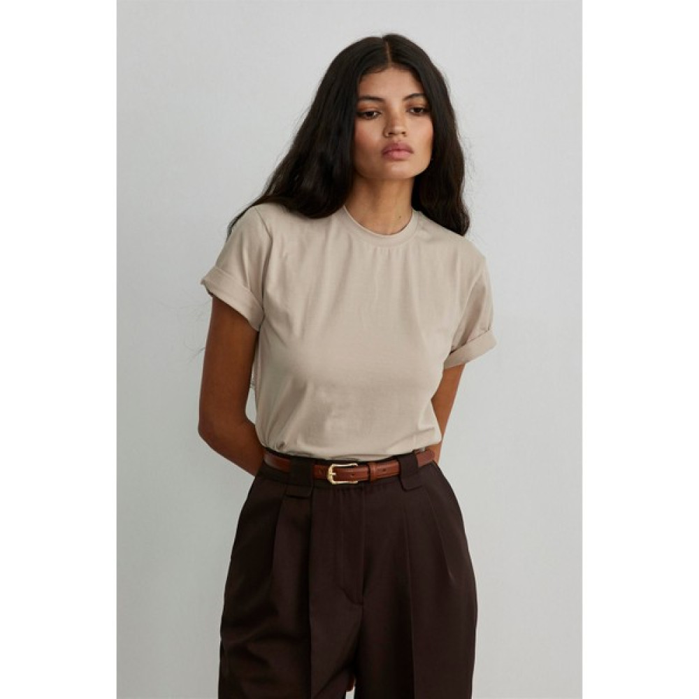 Bej Pamuklu Basic Tişört Bayan T-shirt Fiyatı